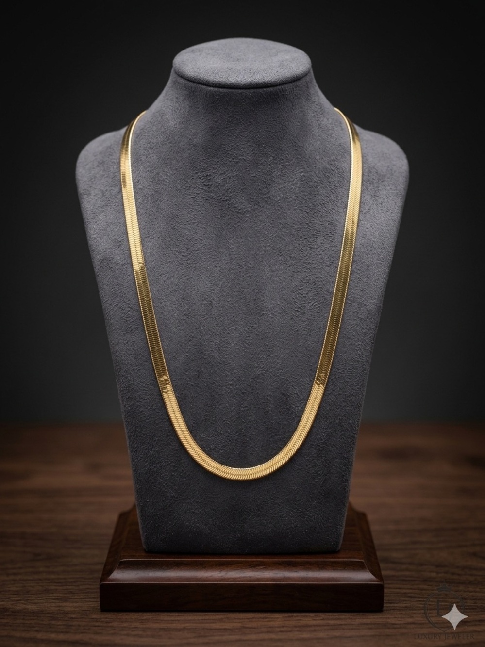 Timeless Gold Herringbone Necklace 24”